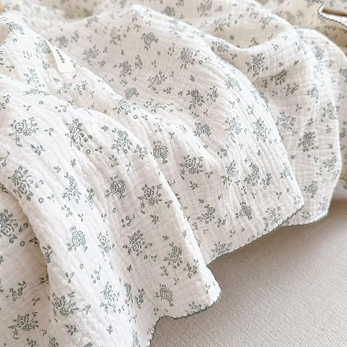 BuLuTu 2-Layer Muslin Toddler Blanket Soft Lightweight Baby Blankets Quilt Cotton Muslin Crib Blanket for Toddlers Boys Girls Reversible Glorios Pattern,47"x51"