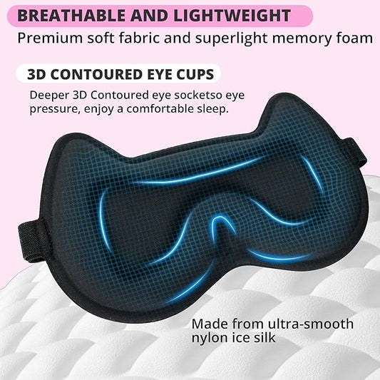 3D Kids Sleep Eye Mask: 3D Contoured Cup Sleeping Masks, Blindfold Sleep Eye Cover with Adjustable Strap, Memory Foam Lightweight Night Eyeshade for Boys Girls Teens (Rose Red)