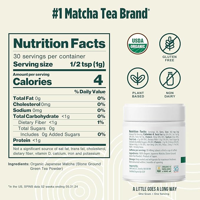 Jade Leaf Matcha Organic Ceremonial Grade Matcha Green Tea Powder - Authentic Japanese Origin - Teahouse Edition Premium First Harvest (1.06 Ounce)