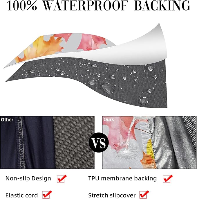 8Pcs Stretch Patio Cushion Covers Outdoor Cushion Cover, Jacquard Stretch Cushion Covers, Cover Replacement, Outdoor Sofa Covers, Washable Furniture Couch Cushion Cover (Red and Yellow maple)