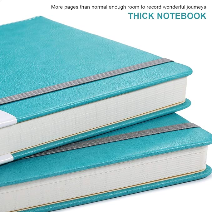 Lemome Thick Classic Notebook with Pen Loop A5 College Ruled Hardcover Writing Notebook with Pocket + Page Dividers Gifts, Banded, Large, 180 Pages, 8.4 x 5.7 in