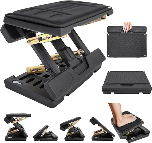 Adjustable Foot Rest Under Desk - Ergonomic Office Foot Stool with Massage, Leg Rest for Desk, Anti-Slip Design for Home & Work, Improves Posture (PB-Black)