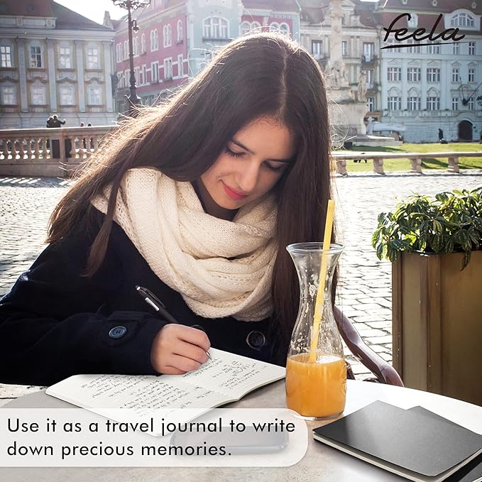 feela 16 Pack Soft Cover Journal Bulk, Lined Notebooks College Ruled for Work for Women Girl Writing, Blank Travel Journal Note Taking Notebook School Business Supplies, 8.2” x 5.5”, A5, Black