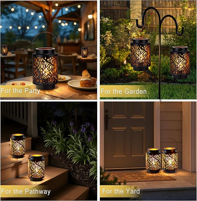 JHY DESIGN Set of 2 LED Battery Operated Table Lamp 8“H Cordless Lamp Light with 6-Hours Timer Metal Black Battery Lamp for Patio Garden Indoor Outdoor Party Events(Hollow Branch)