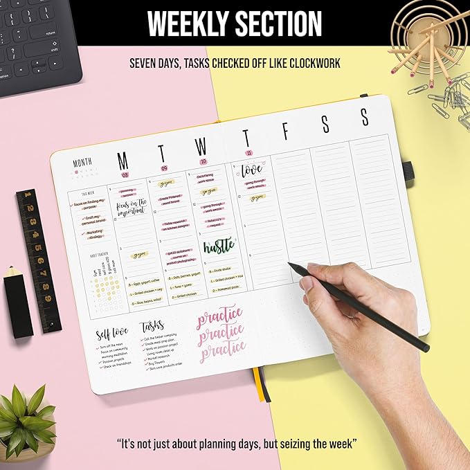 Daily Planner 2025 (Undated) | A5 Dotcross | Your All in One Day Organizer, At A Glance Weekly Agenda, Yearly Calendar Book | Planners for Personal, Professional, Academic & Work Goals and Schedule