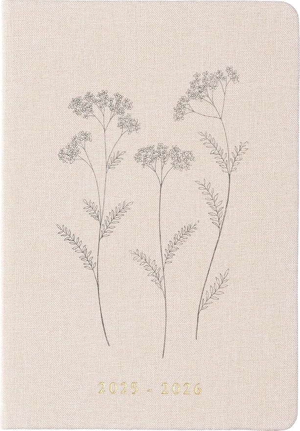 2025-2026 Eccolo 18 Month Linen Bound Planner, Monthly & Weekly Pages (5.25 x 7.75" - July 2025 to Dec 2026 - Delicate Floral)