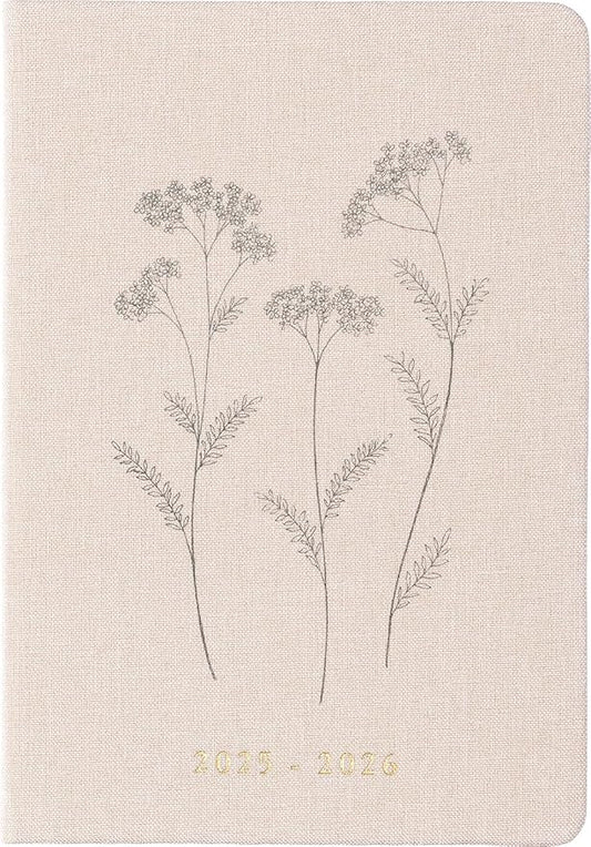 2025-2026 Eccolo 18 Month Linen Bound Planner, Monthly & Weekly Pages (5.25 x 7.75" - July 2025 to Dec 2026 - Delicate Floral)