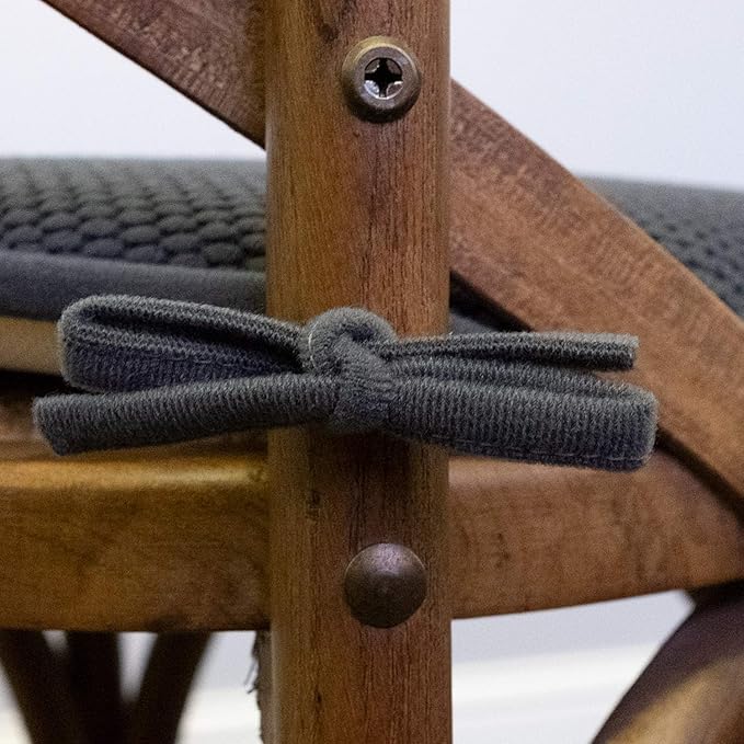 Sweet Home Collection Chair Cushion Memory Foam Pads with Ties Honeycomb Pattern Slip Non Skid Rubber Back Rounded Square 16" x 16" Seat Cover, 12 Pack, Charcoal Gray 12 Pack