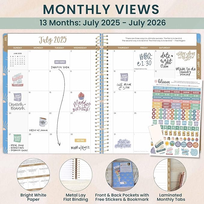 bloom daily planners 8.5" x 11" Academic Planner 2025-2026 (July 2025 - July 2026) - Weekly & Monthly Dated Agenda Organizer with Stickers & Tabs - Cleerely Stated