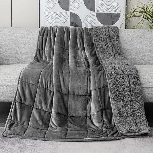Lofus Weighted Blanket for Adults(20 lbs, 60" x 80"), Queen Size Heavy Blanket Machine Washable, Soft Weighted Blankets for Stress Relief and Sleep Promotion-Grey