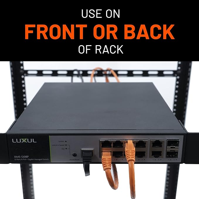 ECHOGEAR Rack Cable Management Tie Bar Kit - Includes 4X 1U Tie Bars, 24 Zip Ties, 8 Cage Nuts, & 8 Screws - Works with 19" Open Frame Racks & Enclosures