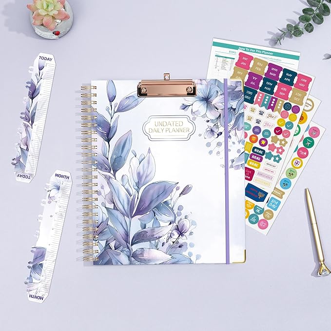 Ospelelf Spiral Undated Daily Planner 8.5 x 11, Weekly Monthly Teacher Academic Yearly 2025-2026, Purple