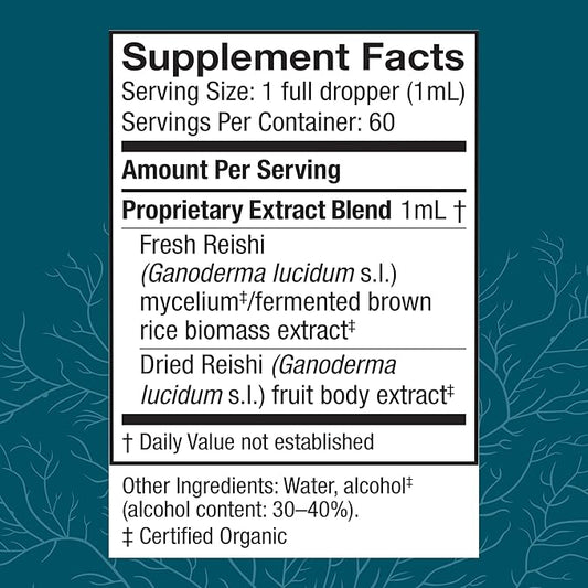 Host Defense Reishi Extract - Heart & Immune Health Support Supplement - Mushroom Supplement to Support Energy & Vitality - Reishi Supplement to Aid Overall Well-Being - 2 fl oz (60 Servings)*
