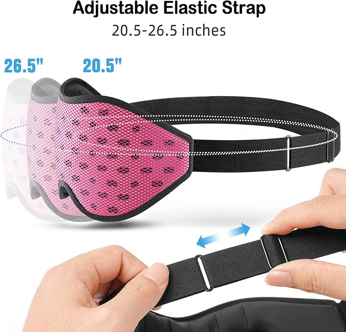 LitBear Breathable Sleep Mask, 3D Eye Mak Sleep for Side Sleepers Women Men, Light Blocking Sleeping Mask with Adjustable Strap, Soft Lightweight Eye Cover for Travel, Night Work, Nap, Office - Pink