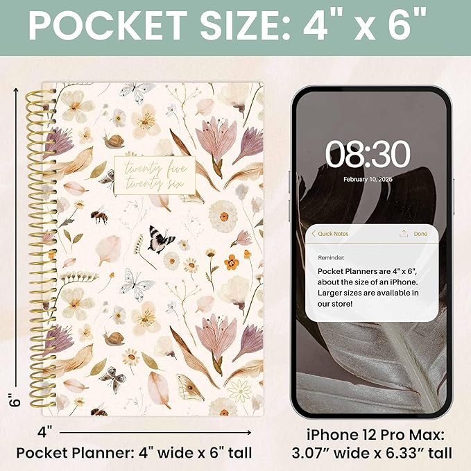bloom daily planners 2025-2026 Academic Year Pocket Planner (July 2025 - July 2026) - 4” x 6” MINI Weekly Monthly Agenda Organizer & Calendar Book - Butterfly Garden