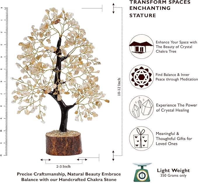 FASHIONZAADI Crystal Tree Gifts for Women, Chakra Healing Citrine Crystals Handmade Tree of Life for Home and Office Desk Decoration, Reiki Healing, Good Luck, Positive Energy, Money, Birthday Gifts