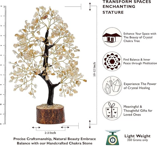 FASHIONZAADI Crystal Tree Gifts for Women, Chakra Healing Citrine Crystals Handmade Tree of Life for Home and Office Desk Decoration, Reiki Healing, Good Luck, Positive Energy, Money, Birthday Gifts