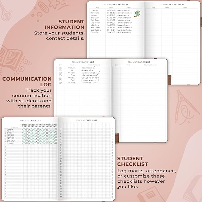 Clever Fox Teacher Planner – School Year Planner with Calendars & Lesson Plans – Teacher Plan Book for Classroom & Homeschool Organization - Undated, 7x10″, Hardcover (Dark Terracotta)