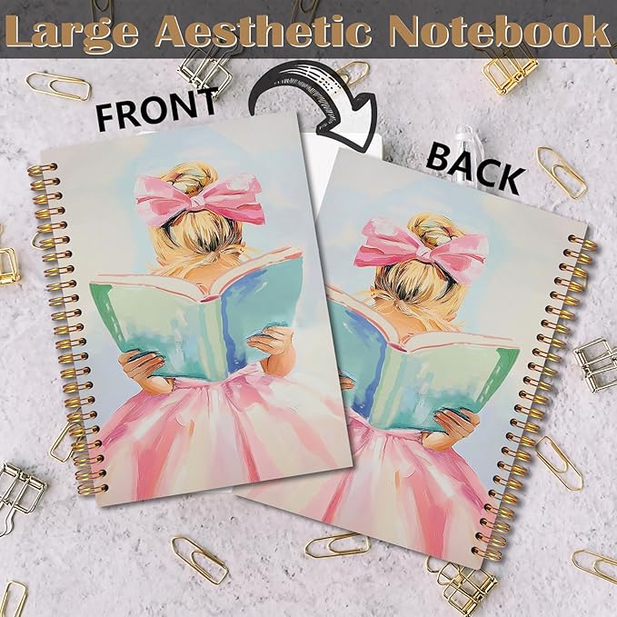 Reading Spiral Notebook 5.5x8.3, Book Lovers Gifts, Gifts for Readers Bookish Book Lovers Women, Preppy Girls Reading Journal Notebooks for Note Taking