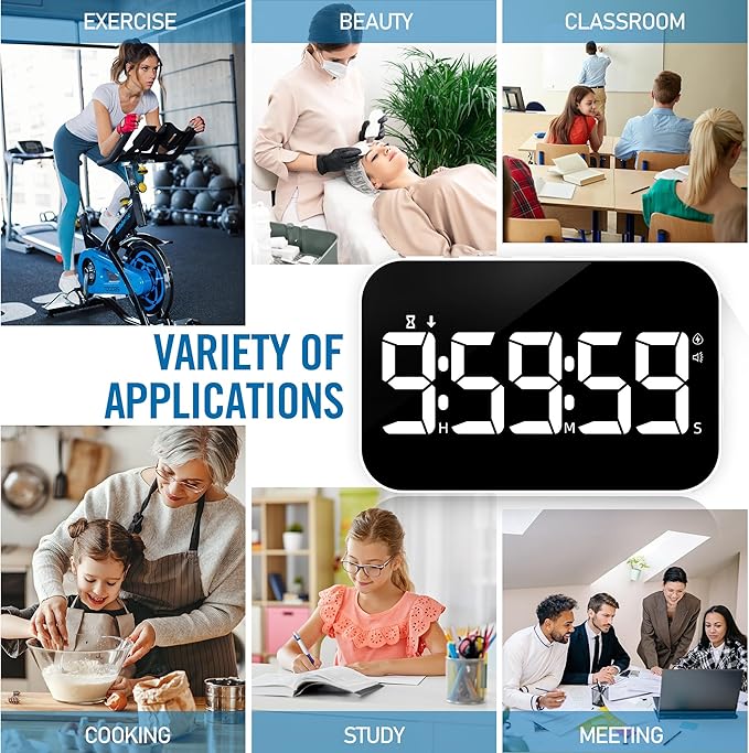 Kitchen Timer （1.5" Number） Large Digital Magnetic Timer, Rechargeabilit, Countdown and Countup, 3 Brightness Display, 3 Volume Levels and Vibration Mode, for Cook, Kids Adults Study Teaching