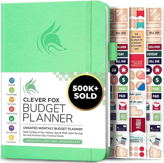 Clever Fox Budget Planner - Expense Tracker Notebook. Monthly Budgeting Organizer, Finance Logbook & Accounts Book, Bill Tracker, A5 (Mint Green)