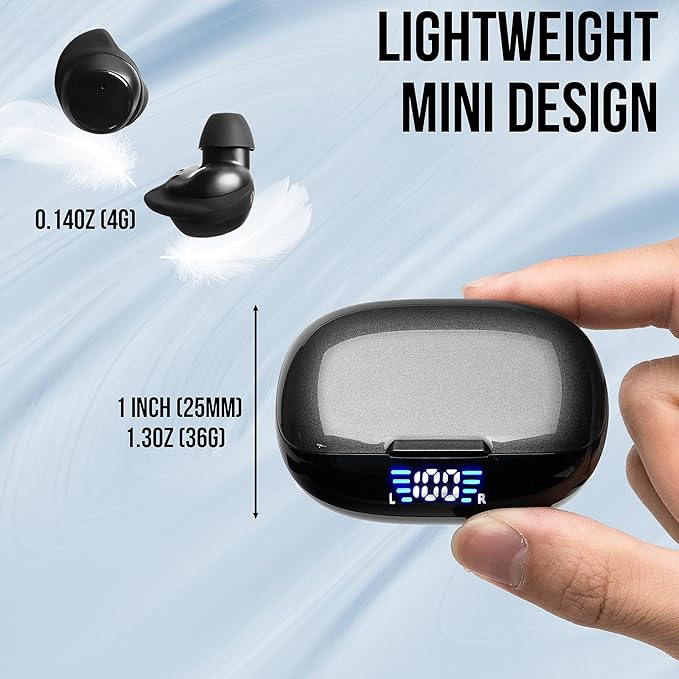 Earbuds with Mic - Bluetooth 5.3 Headphones True Wireless IPX5 Waterproof Buds with Charging Case 50H Battery & Crystal Clear Stereo Sound