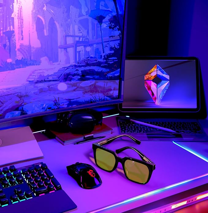 VISOONE Gaming Glasses Blue Light Blocking Oversized Square Computer Eyewear Men Women Cougar