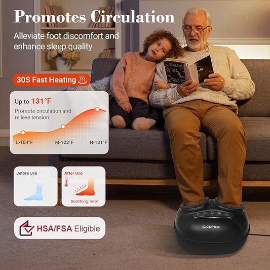 Foot Massager for Plantar Fasciitis,Neuropathy - 2025 Upgraded FSA Eligible Kneading Feet Massager with Heat,Shiatsu Foot Massager with Compression,Gifts for Women Men