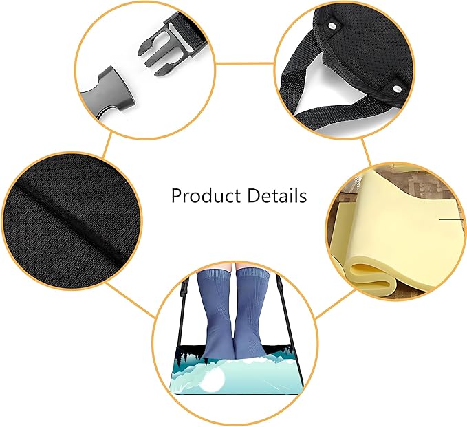 Airplane Foot Hammock Ajustable Foot Hammock for Plane Travel Comfort Travel Essentials Portable Airplane Foot Rest,Long Flight Accessories (Forest, 2 Pack)