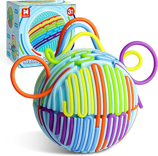 Sensory Fidget Toys for Kids Adults, Sensory Activity Ball with 20 Strings, Sensory Toys for Autism ADHD Calming Focus Stress Relief, Travel-Friendly Toys with Portable Storage Bag