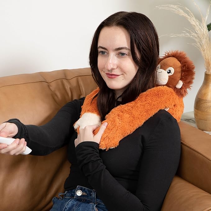 Hugarounds Ollie The Orangutan 2.5 lb Microwaveable & Freezable Weighted Plush Neck & Shoulder Wrap | Soothing, Comforting Hugs for Self-Care & Relaxation | Unscented for Ages 2+