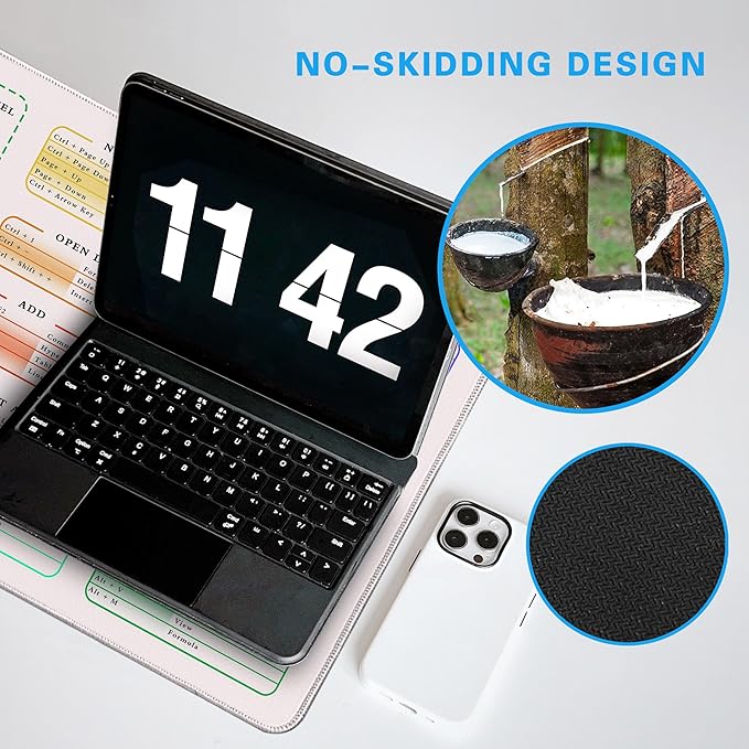 Excel Cheat Sheet Desk Pad, 31.5"x11.8", Waterproof Extra Large Excel Shortcut Mat with Stitched Edges, Anti-Slip Excel Mouse Pad for Office Desk, MS Excel/Word Shortcuts (White Shortcut Key C)