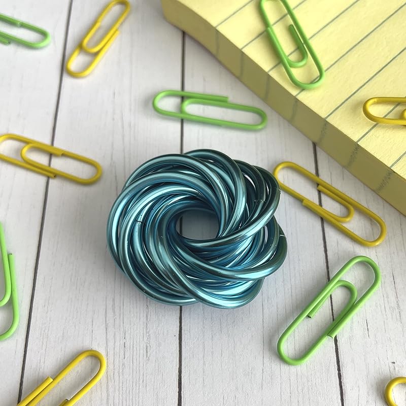 Möbii Fidget Ball (Solid Color): Quiet Mobius ADHD Anxiety Stim Stress Relief Toy Tool for Home Travel Office or Desk (Medium, Half, Crystal Blue)