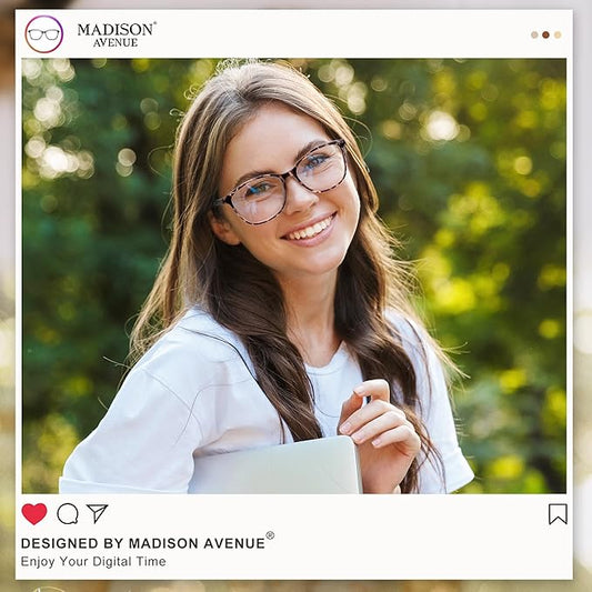 Madison Avenue TR90 Blue Light Blocking Glasses Anti Eyestrain UV Glare Blue Light Glasses for Women TV Phone Computer Gaming Eyeglasses (Black Tortoiseshell)