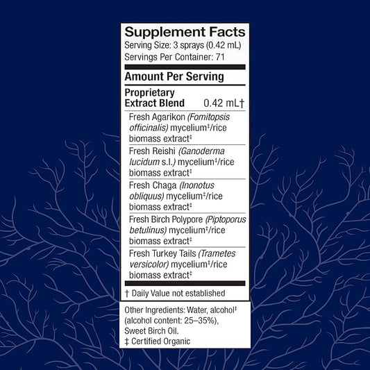 Host Defense MycoShield Throat Spray - Immune Health Support - Dietary Mushroom Supplement with Chaga, Reishi, Turkey Tail & More - On-The-Go Immune Support - Winter Mist, 1 fl oz (71 Servings)*