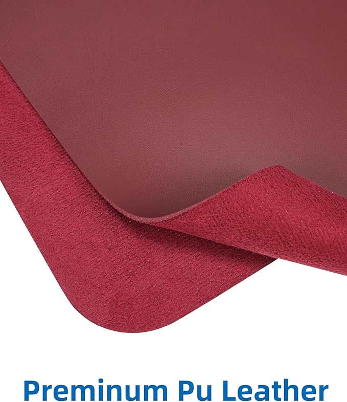 AFIING Leather Desk Pad Protector,Mouse Pad,Office Desk Mat, Non-Slip PU Leather Desk Blotter,Large Desk mat,Waterproof Keyboard mat for Office/Home/Decor (Burgundy Red,48"" x 17"")