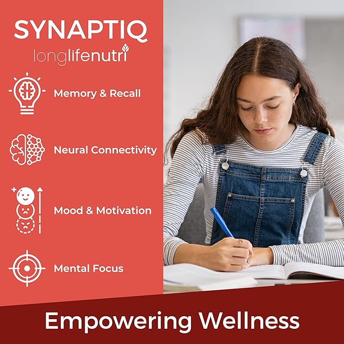 Synaptiq 1000mg (Alpha GPC + Uridine Monophosphate 600mg/400mg) - Nootropic Choline Supplement, 180 Vegetarian Capsules, 3-Month Supply, For Focus & Productivity, GMP Certified, Made in USA