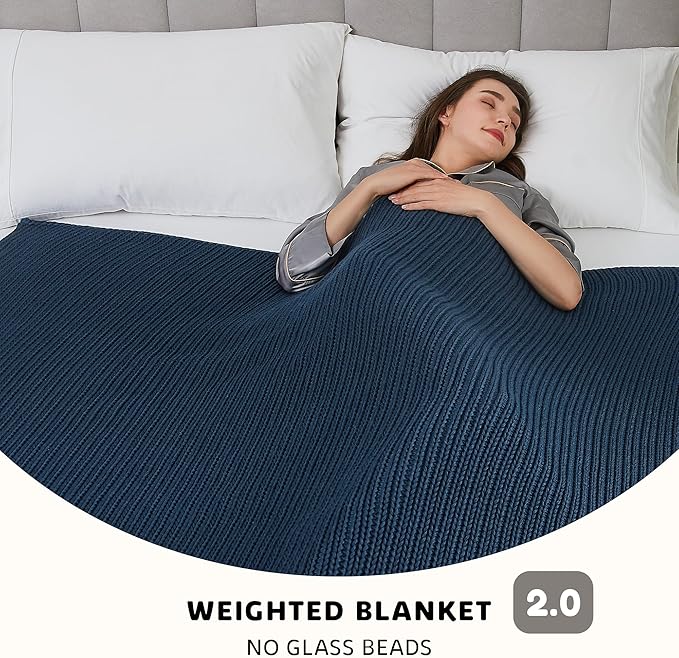 L'AGRATY Knitted Weighted Blanket - 50"x60" 10lbs Cooling Chunky Knit Heavy Blanket for Adults Braided Crochet Throw Thick Cable Yarn Knit Decorative Blanket No Beads Evenly Weighted Machine Washable