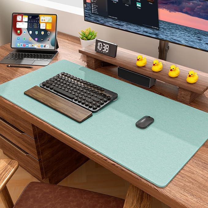 Auhoahsil Felt Desk Mat, Minimalist Large Mouse Pad XXL 35.5 x 15.7 in, Desk Matt for Desktop, Keyboard, Laptop, Computer, Office, Work from Home, Gaming, Light Green