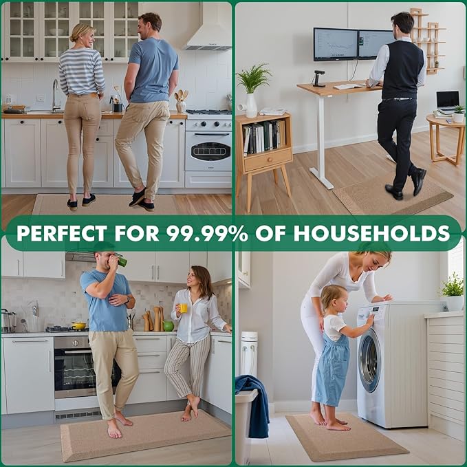 LUMI Anti Fatigue Cushioned Comfort Mats for Standing, 3/4 Thick Ergonomic Mats for Desk Office, Non-Slip, Ultra Soft, Memory Foam Rugs for Home, Kitchen, Laundry, 20"x32", Beige