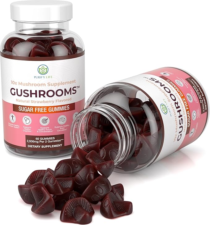 Sugar-Free Mushroom Complex Gummies - Potent 10x Mushroom Supplement with Lions Mane, Chaga, Reishi, Cordyceps Natural Stress Support, Calm Gummies, Nootropic Supplement, No Sugar or Pills