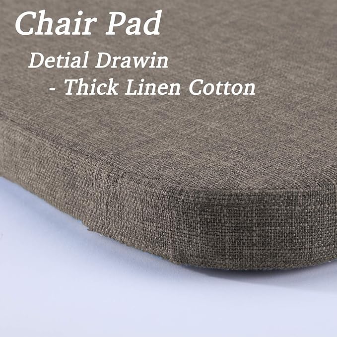 Chair Cushion with Ties for Dining Chairs - Memory Foam Non Slip Kitchen Chair Pad and Dining Seat Cushion with Machine Washable Cover Set of 4 [16.5 x 16.2 Inches] - Brown