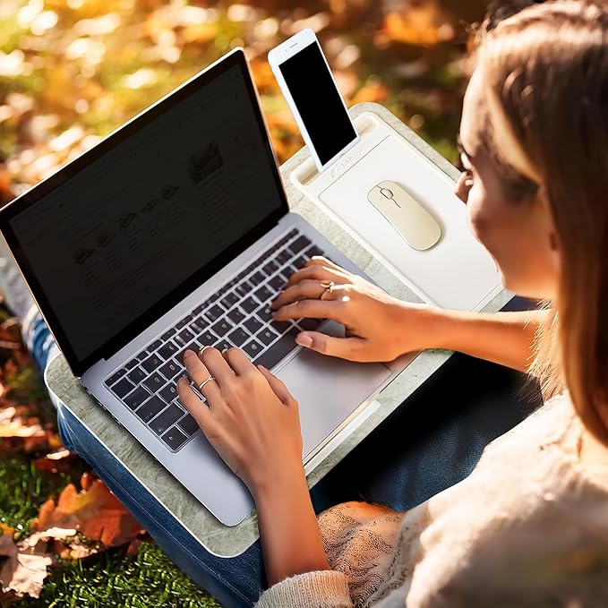 LAPGEAR Home Office Lap Desk with Device Ledge, Mouse Pad, and Phone Holder - Taj Mahal Marble - Fits up to 15.6 Inch Laptops - Style No. 91581