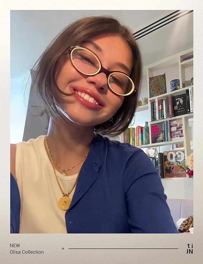 TIJN Olisa Blue Light Blocking Glasses for Women Men,Oval Glasses Frame Bluelight Glasses for Gaming/Computer/Screen