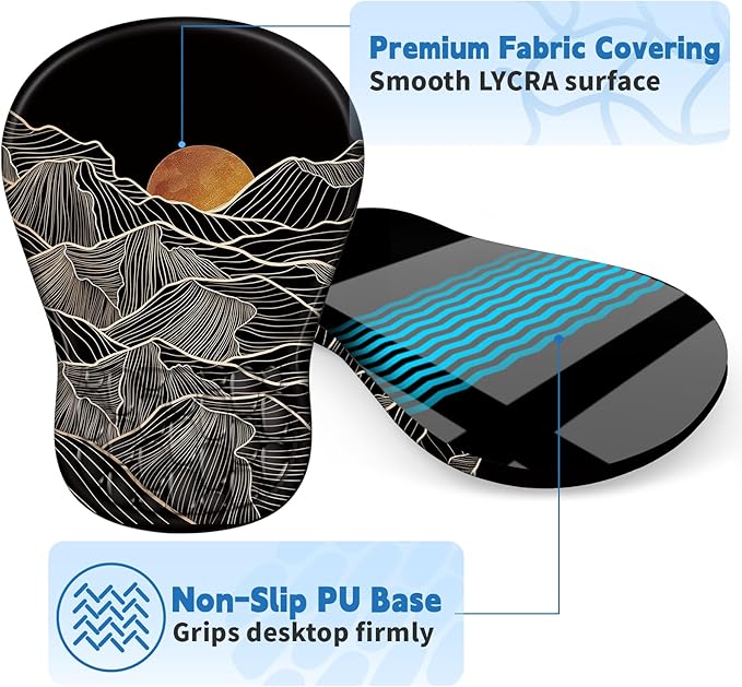 Ergonomic Mouse Pad with Wrist Rest Support, Mousepad with Comfortable Memory Foam Wrist Rest and Non-Slip PU Base for Pain Relief, Computer, Laptop, Office, Home (Sunset)