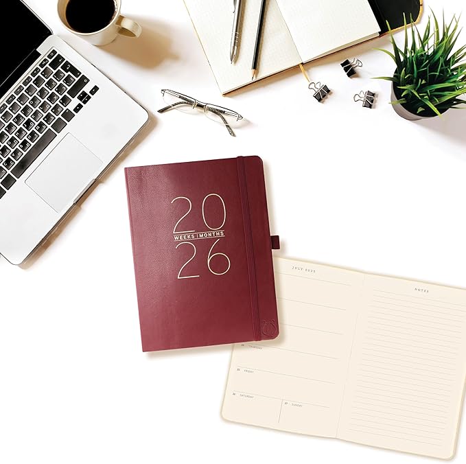 Graphique 2026 Apollo Business Planner | 18 Month Organizer, July 2025 - Dec. 2026 | Weekly & Monthly Spreads | To-Do List & Note Pages | Pen Loop | Vegan Leather | Red | 6” x 8”