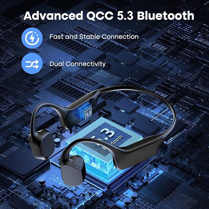 Bone Conduction Headphones, Wireless Bluetooth 5.3 Open-Ear Headphones with Mic, 10H Playtime Long Battery Life, Waterproof IPX6 Sport Headphones for Running, Cycling, Workout, Gift