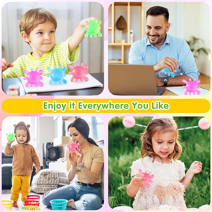 Fidget Toys Stress Balls for Kids, Splat-Tastic Squishy Toy, Stress Splat Toy, Squishies Anxiety Stress Relief, Ice Squishy Stress Cube Malt Sugar Balls, Sensory Ball for Kids with Autism