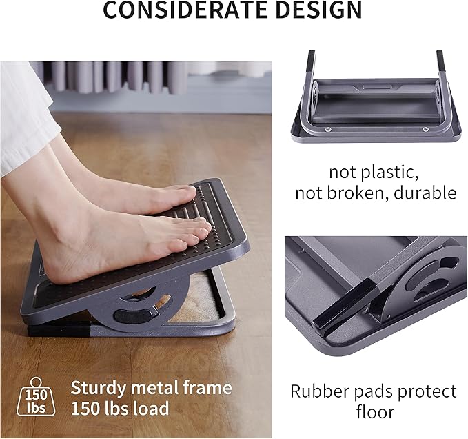 EUREKA ERGONOMIC Tilt Adjustable Footrest, Foot Rest for Under Desk at Work with Massage Surface, Office Foot Rest Under Desk with 20 Degree Tilt No Locking, Metal Frame