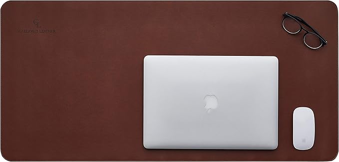 Gallaway Leather Desk Mat - Desk Pad 91.5 x 43 cm - XXL Mouse Mat - Non-Slip Desk Cover - Desk Accessories (Dark Brown)